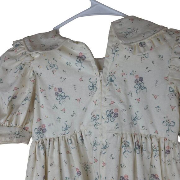 Vintage 90s Daisy Kingdom Dress Girls Size 8 Modest Floral Ribbons Puff Sleeves - Picture 7 of 9